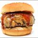 Burger on white background with Takeout logo